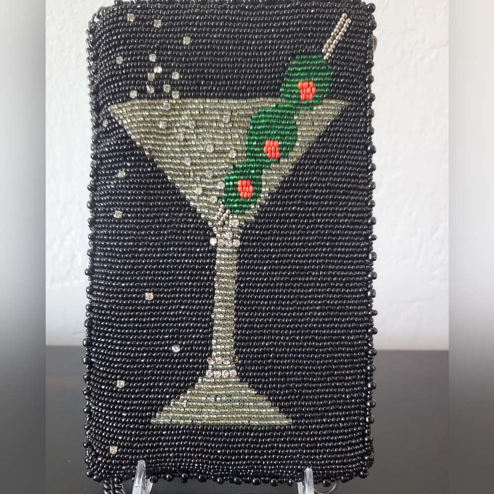 Retro Crossbody Purse Glam Beaded Martini Cocktail – Sparkle & Olives! - Picture 2 of 6